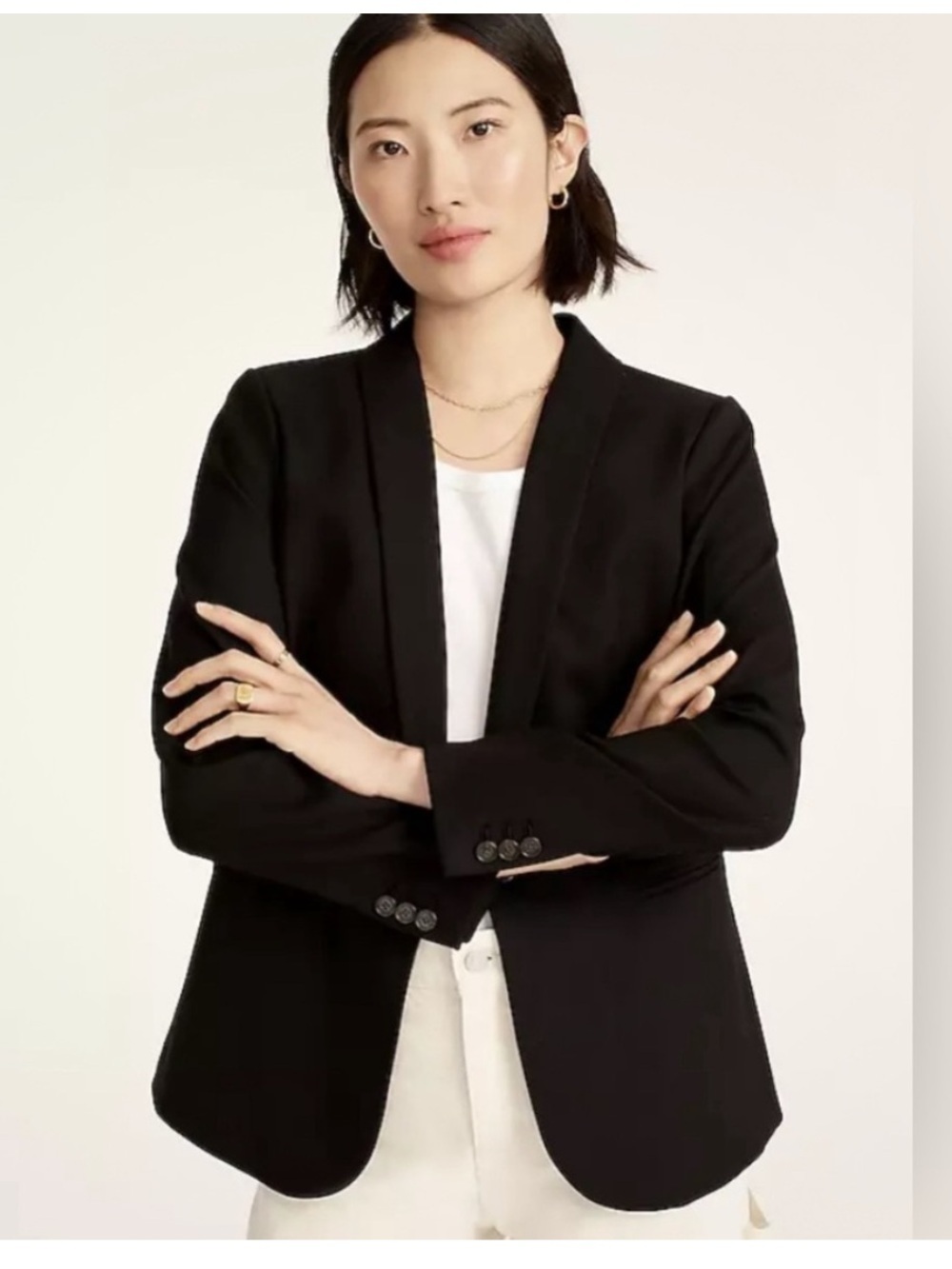 J. Crew Parke Black Wool Single Breasted Shawl Collar Blazer Jacket Size 8